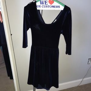navy velvet fit&flare dress